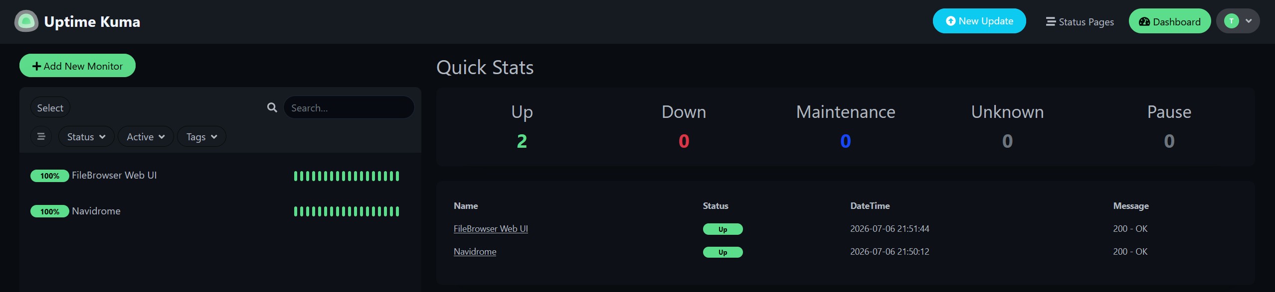 Uptime Kuma Dashboard