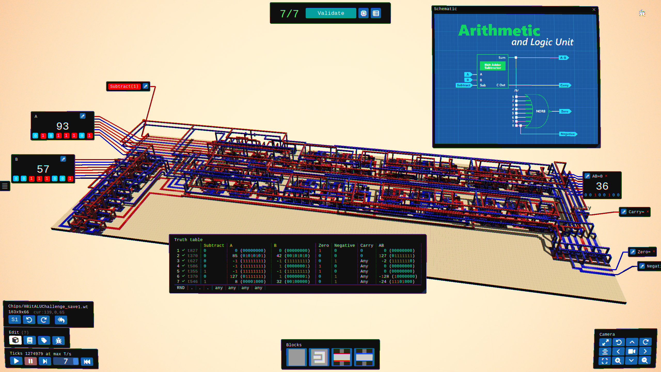 Working model of an 8bit ALU